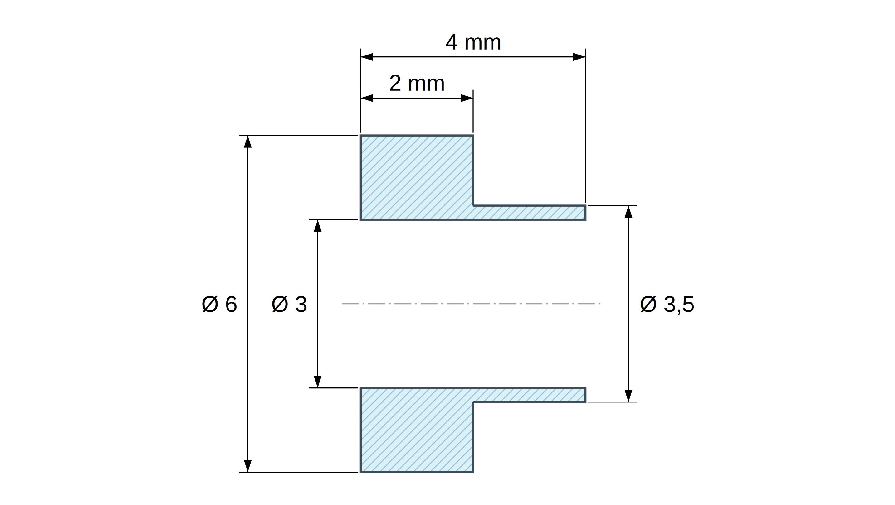 Boccola di isolamento flangiata Ø3x6mm, spallamento basso Ø3,5mm, solfuro di polifenilene PPS marrone UL94-V0 Boccola di isolamento flangiata Ø3x6mm, spallamento basso Ø3,5mm, solfuro di polifenilene PPS marrone UL94-V0