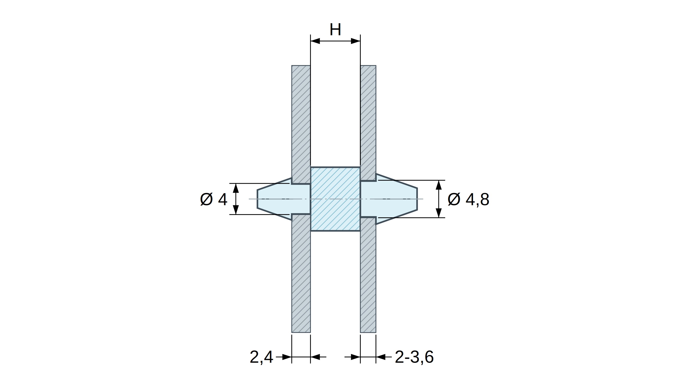 Supporto PCB a doppio innesto, Poliammide PA6.6, naturale, UL94-V2, PCB Ø4/2,4 mm / CH Ø4,8/2–3,6 mm Supporto PCB a doppio innesto, Poliammide PA6.6, naturale, UL94-V2, PCB Ø4/2,4 mm / CH Ø4,8/2–3,6 mm